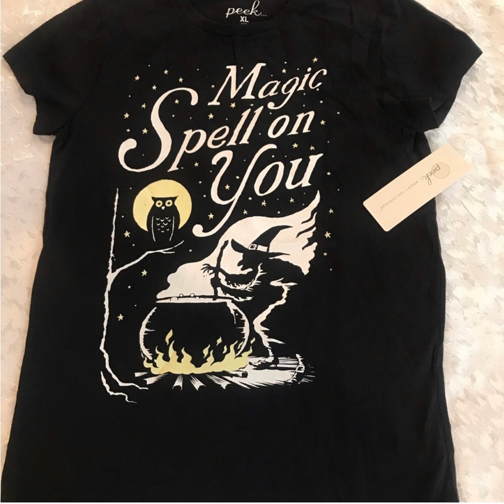 Peek Kids "Magic Spell On You" Graphic Tee in Black Size 12 NWT
